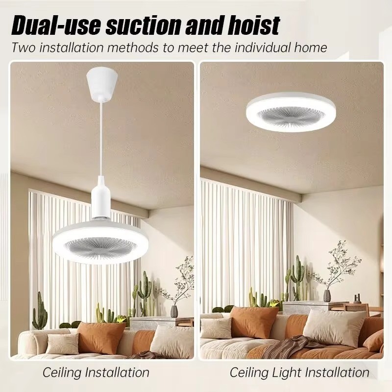 Fan For E27 Socket Light With Remote Ceiling Fan Adjustable Smart LED 3Speed AC gallery