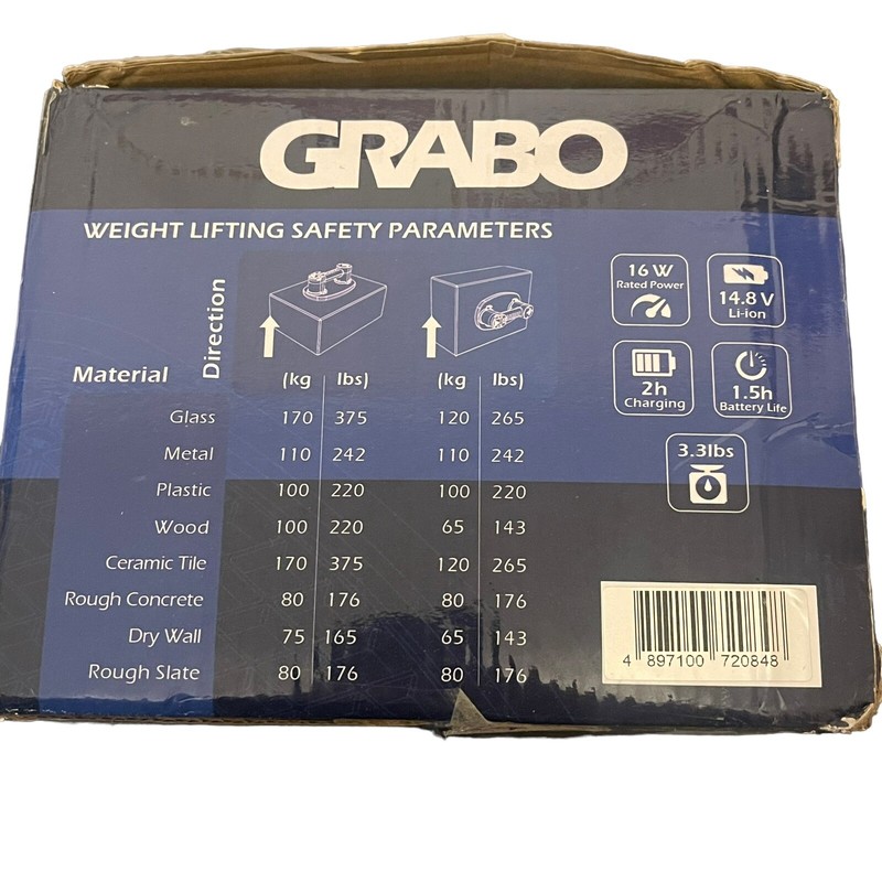GRABO Nemo Electric Vacuum Suction Cup Lifter with Battery & Seal 375LBs gallery