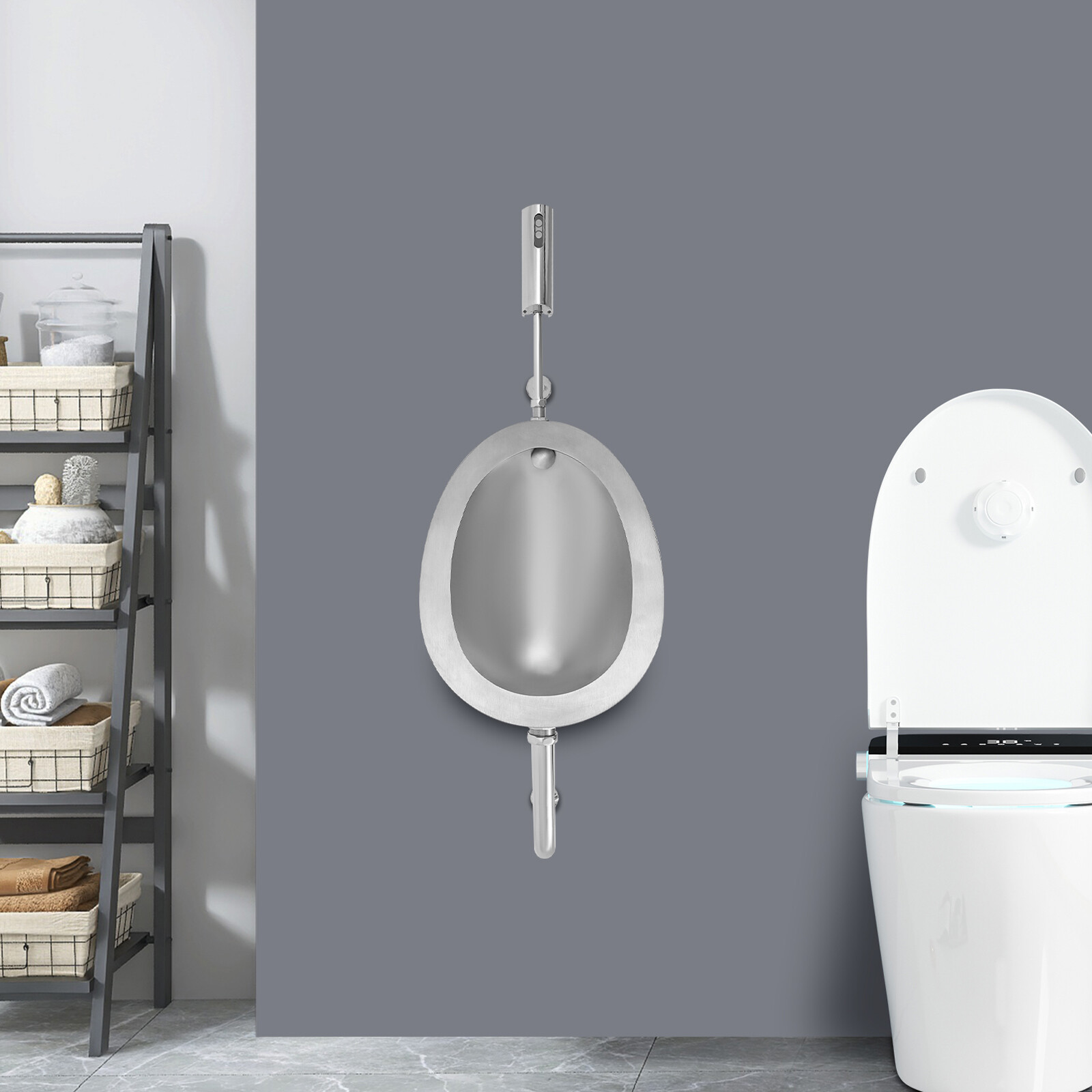 Modern Stainless Steel Automatic Sensing Sensor Silver Urinals for Male Toilet gallery