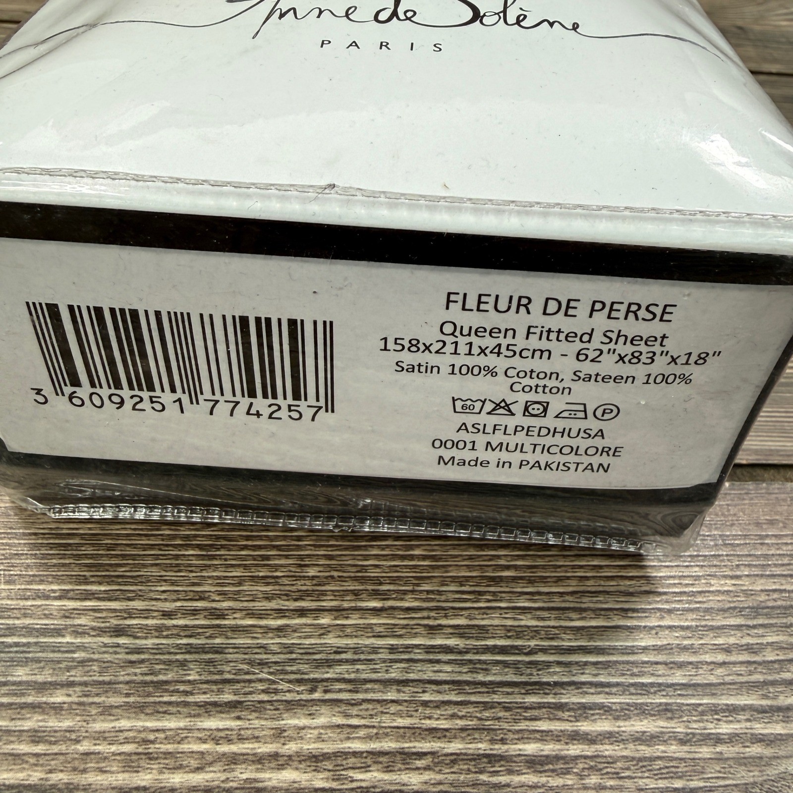 Anne de Solene Fleur de Perse Queen Fitted Sheet Navy 300TC Cotton Sateen NEW gallery