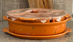 Temptations ~Polka Dot~Orange~10Pc Snack Veg Chip Dip Server