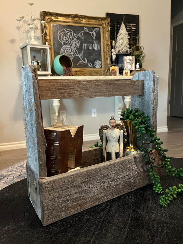 Rustic Revival | Rustic Tote Decorative Carry All Barnwood Planter Box – Farmhou gallery