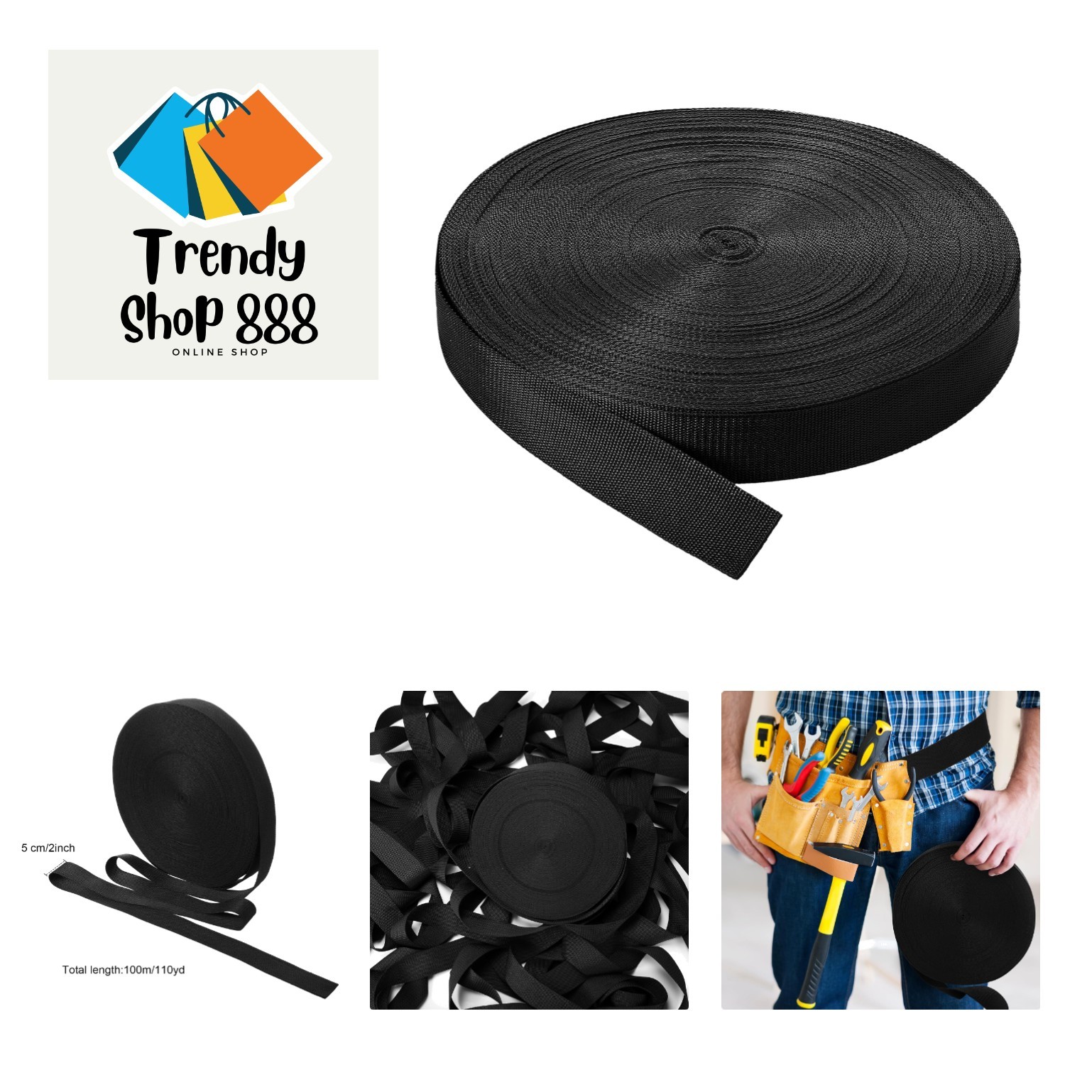 110 Yards Webbing 2 Inch Heavyweight Polypropylene Webbing Strap Fabric Flat ... gallery
