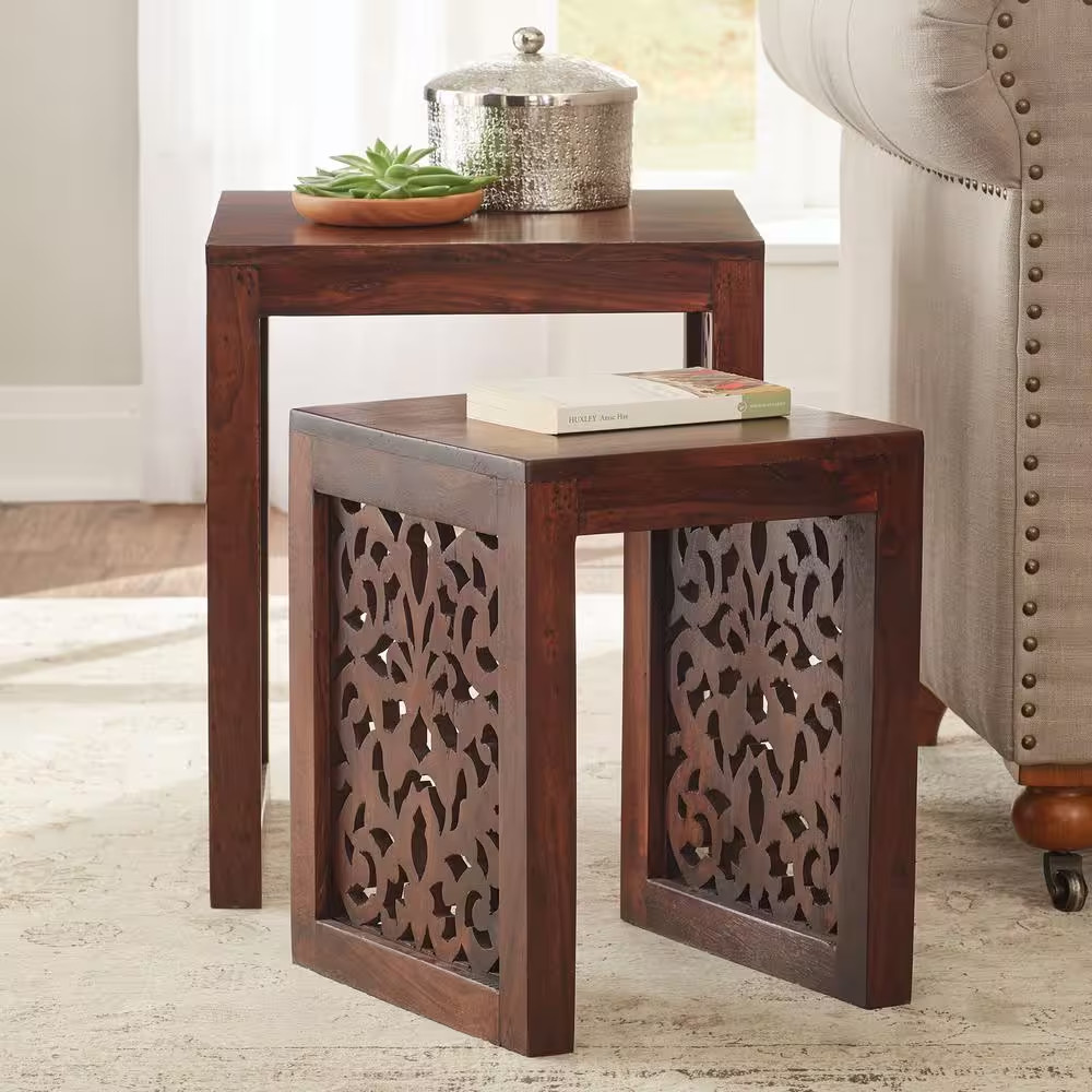 Maharaja Walnut Brown 2-Piece Nesting End Table gallery