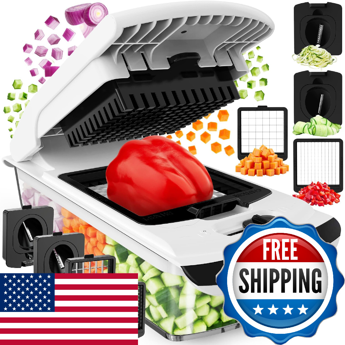Fullstar Original Pro Vegetable Chopper & Spiralizer, Food Prep, 5-Cup gallery