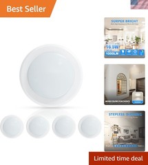 High Efficiency 6″ LED Ceiling Light – 1000Lm Dimmable Flush Mount – 4 Pack