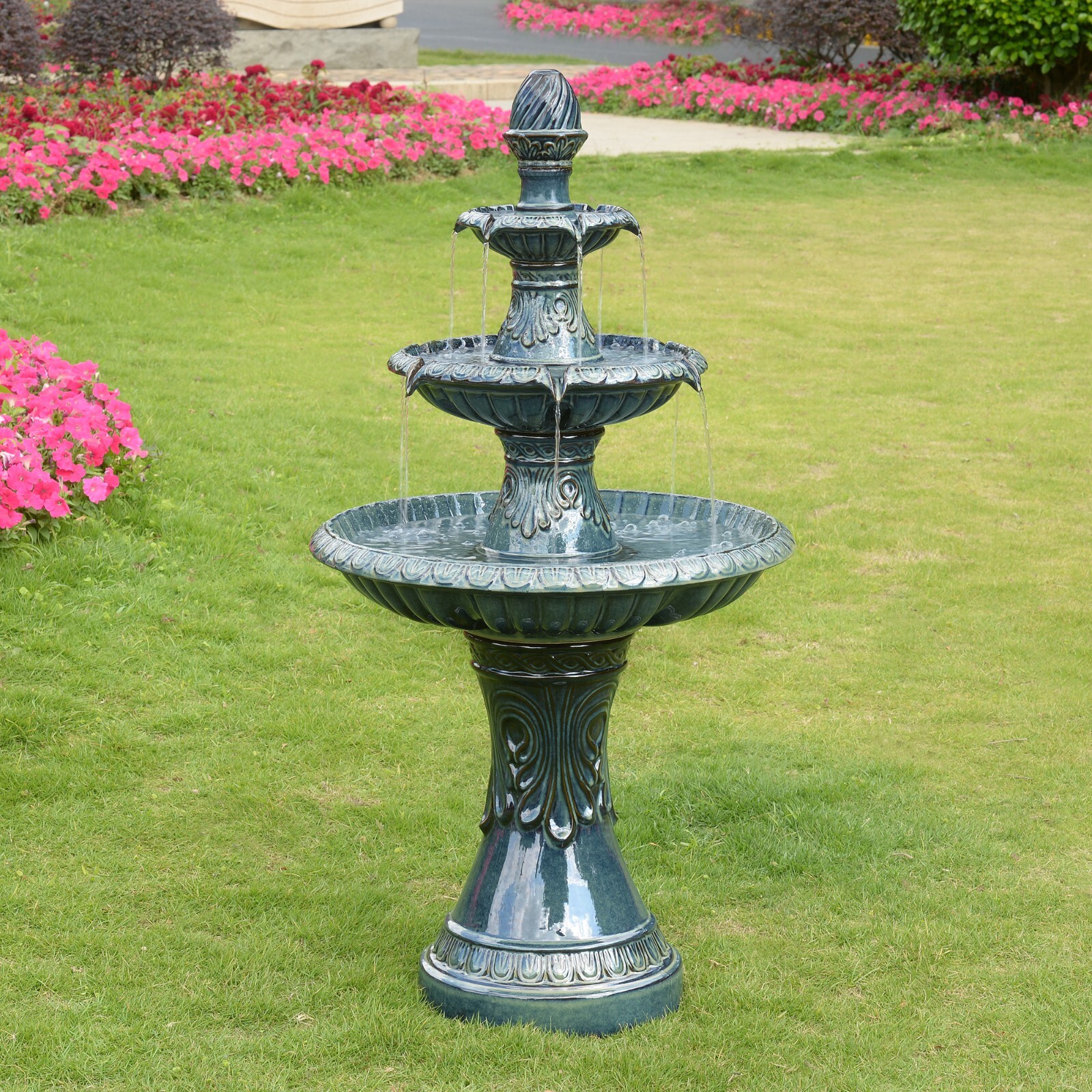 Large Ceramic Water Fountain Outdoor Freestanding Garden Decor Flowerbed Display gallery