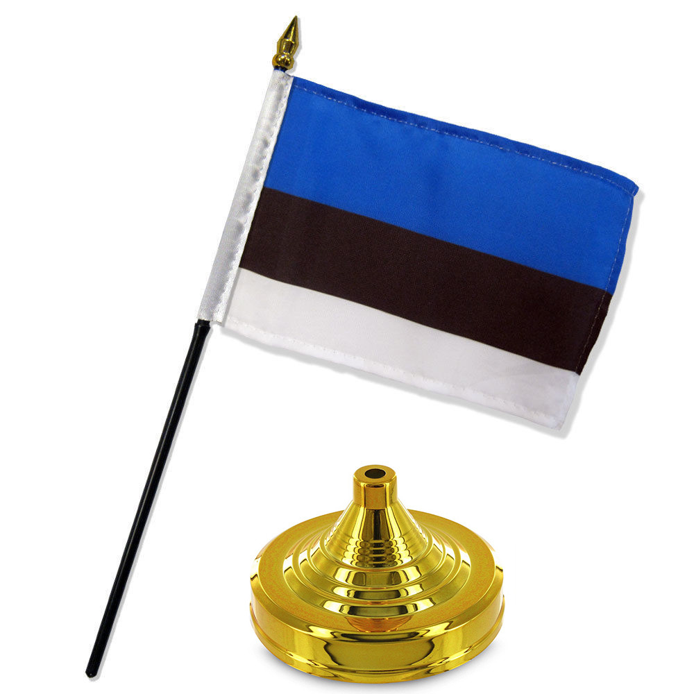 Estonia 4"x6" Flag Desk Set Table Stick Gold Base gallery