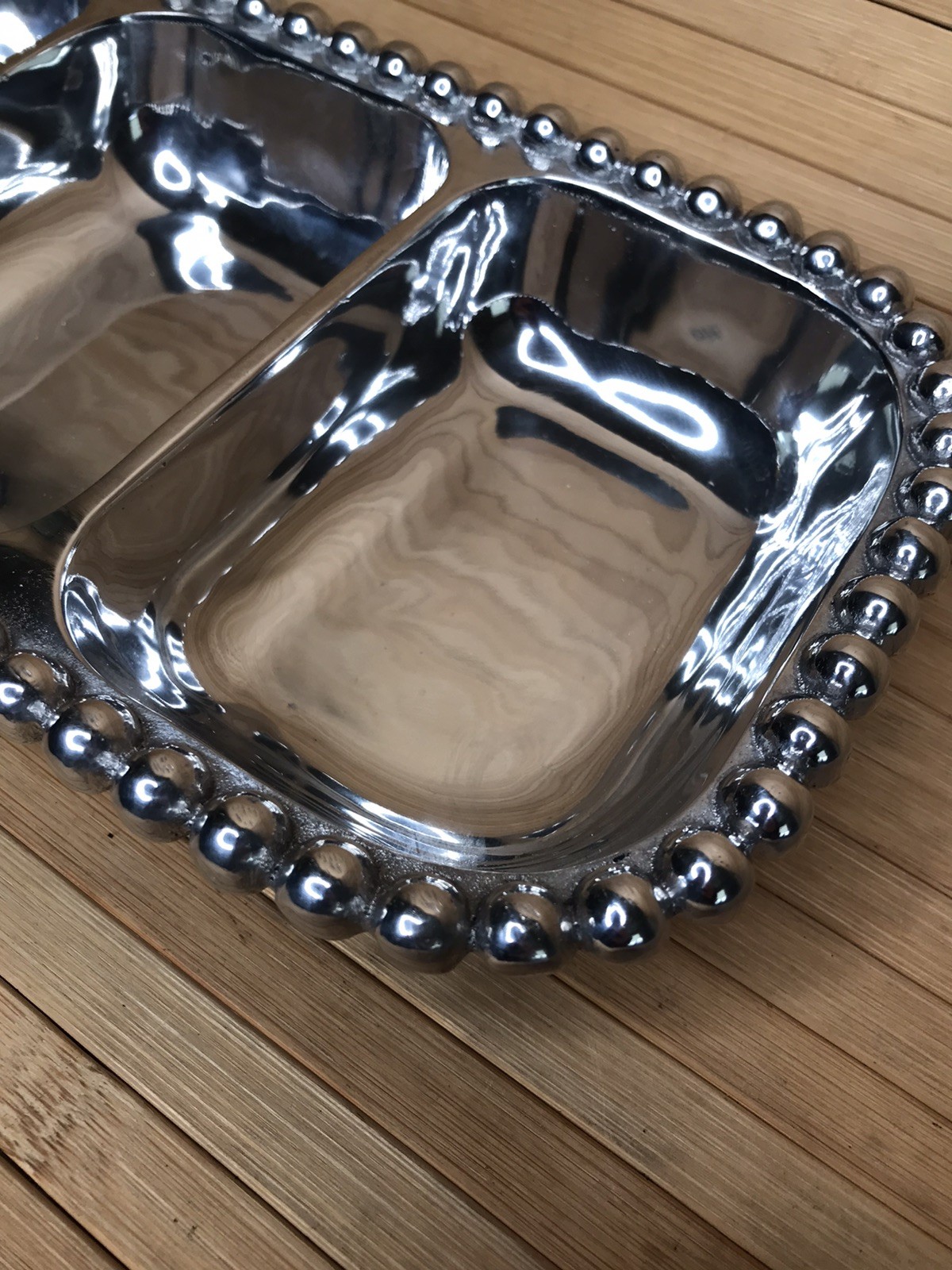 Mariposa “String Of Pearls” 3 Section Server tray platter 12 x 6 over 2 lbs gallery