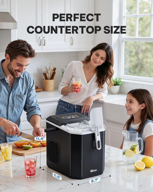 Compact 26lbs Countertop Ice Maker - 9 Cubes in 6 Mins, Ideal for Home & RV gallery