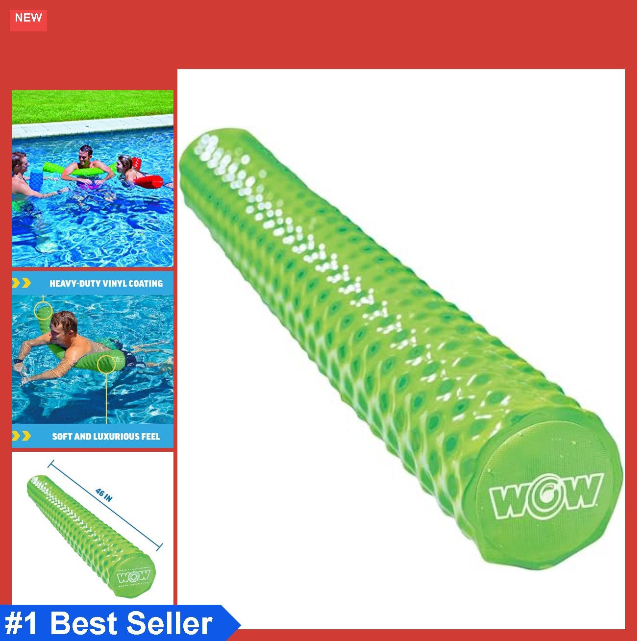 Jumbo Foam Pool Noodle 46 Inch 250 lbs Buoyancy Vinyl Coated for Swimming gallery