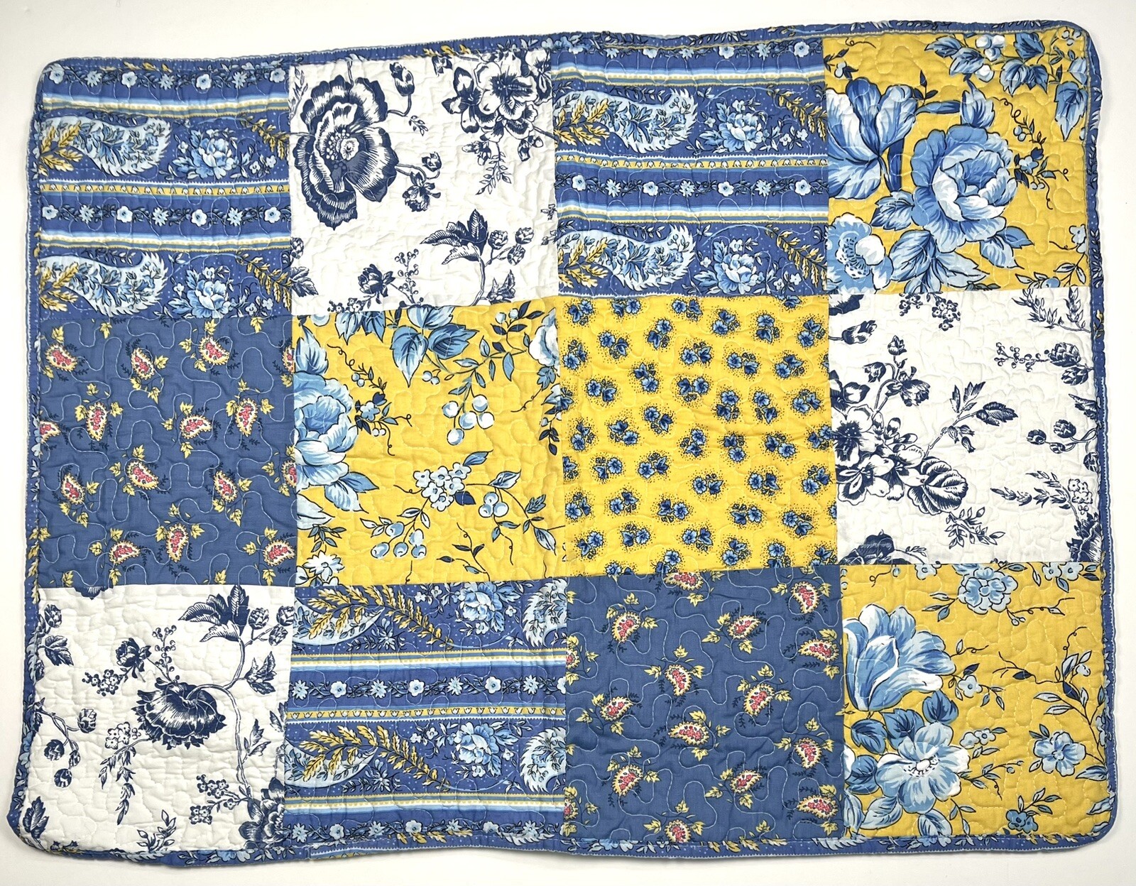 Single C&F HOME 20"x26" Standard Quilted PILLOW SHAM Yellow/Blue French Country gallery