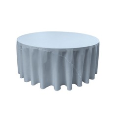 Polyester Poplin Round Tablecloth 132-Inch Light Blue