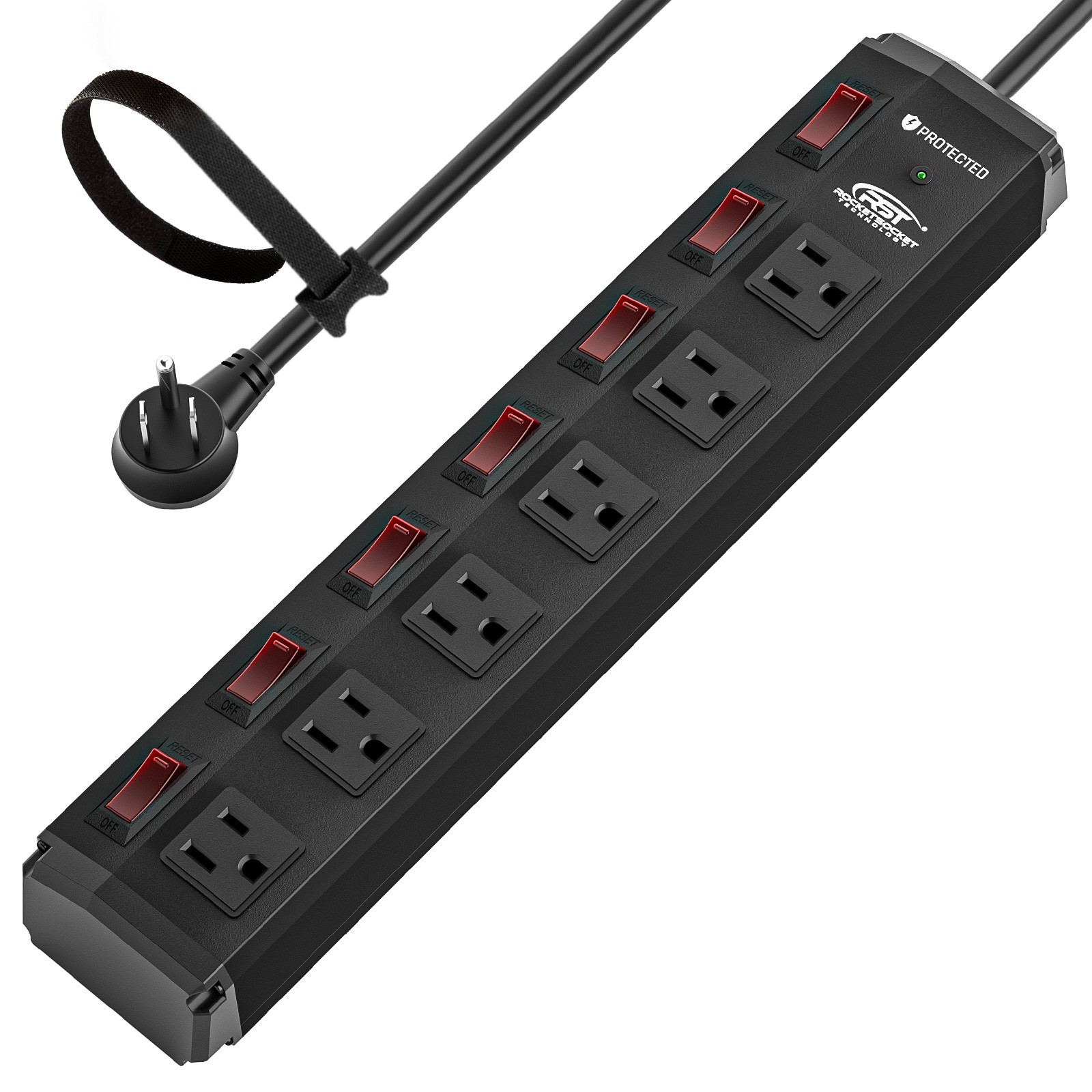 CRST 6-16 Outlets Heavy Duty Power Strip Surge Protector 6-15FT Power Cord gallery