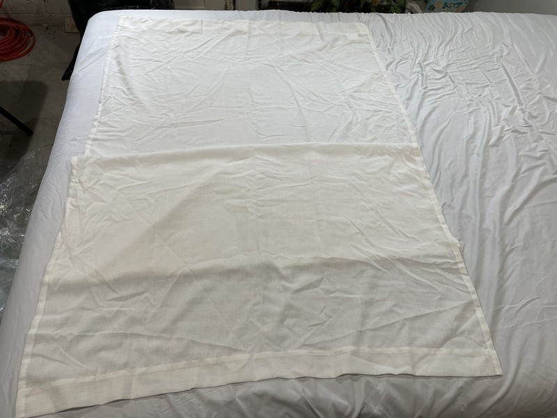 sheer 2 panel white linen rod pocket curtains 37in W x 84in L gallery