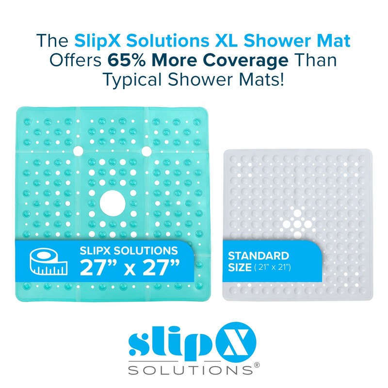 65% MORE COVERAGE! SlipX Solutions Aqua Extra Large Shower Mat (27") gallery