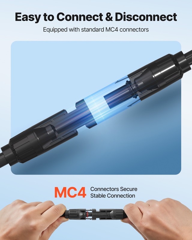 VEVOR 30FT Solar Panel Extension Cable 10AWG Wire Flame Retardant with Connector gallery