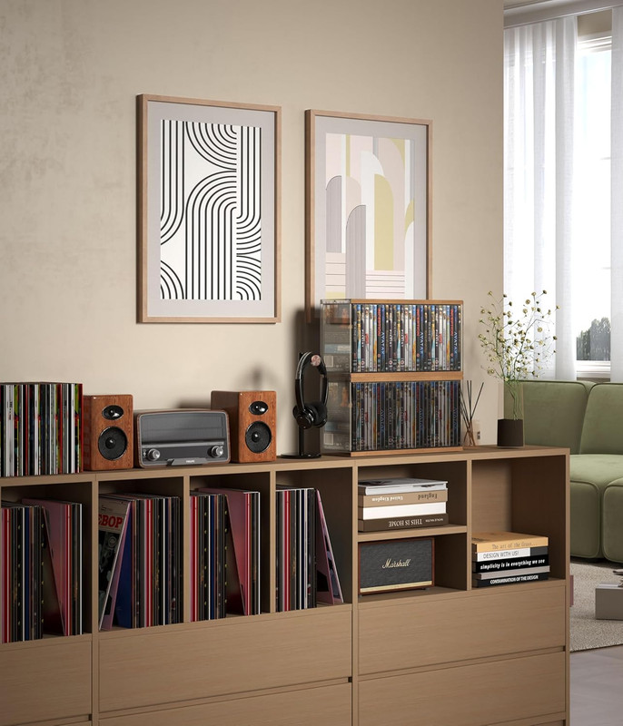 Retro Walnut-Colored MDF DVD Storage, DVD Holder, Video Game Rack, Blu Ray Disc gallery