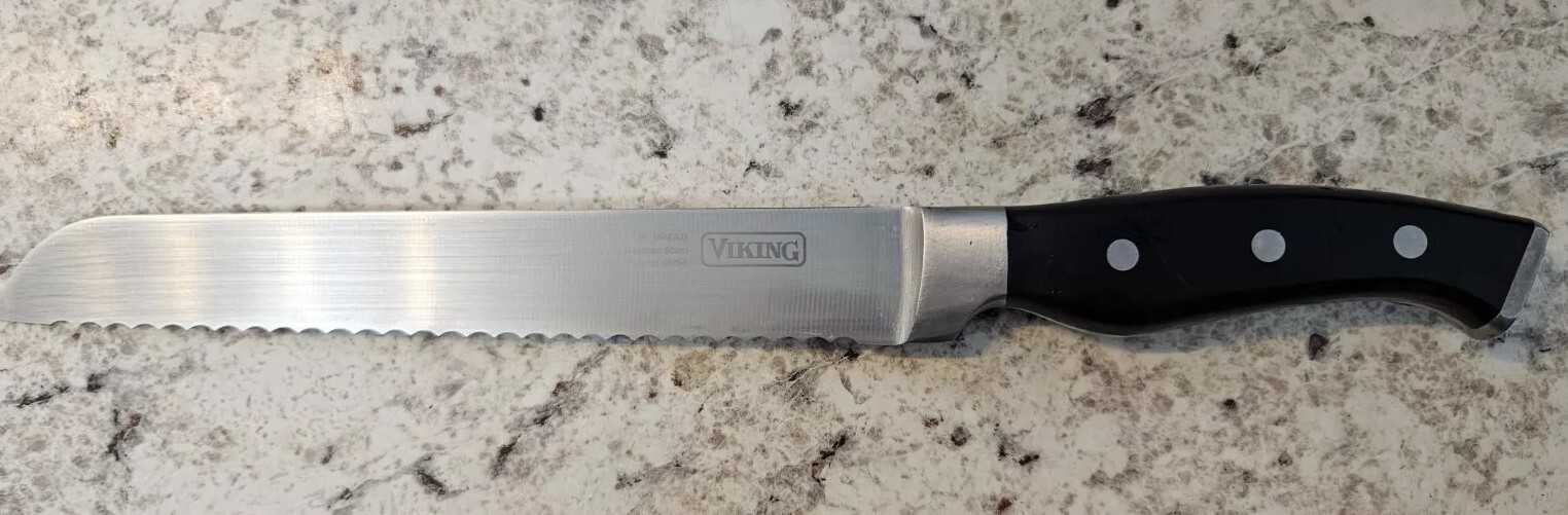 Viking Professional 8" Bread Serrated Knife German Steel 40093-9994 Black Handle gallery