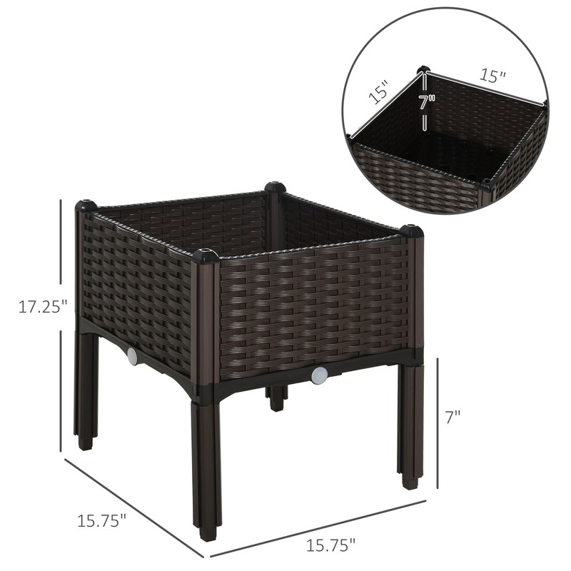 Raised Garden Bed, Plastic, Elevated, Drainage Holes, Brown, Planter Box gallery