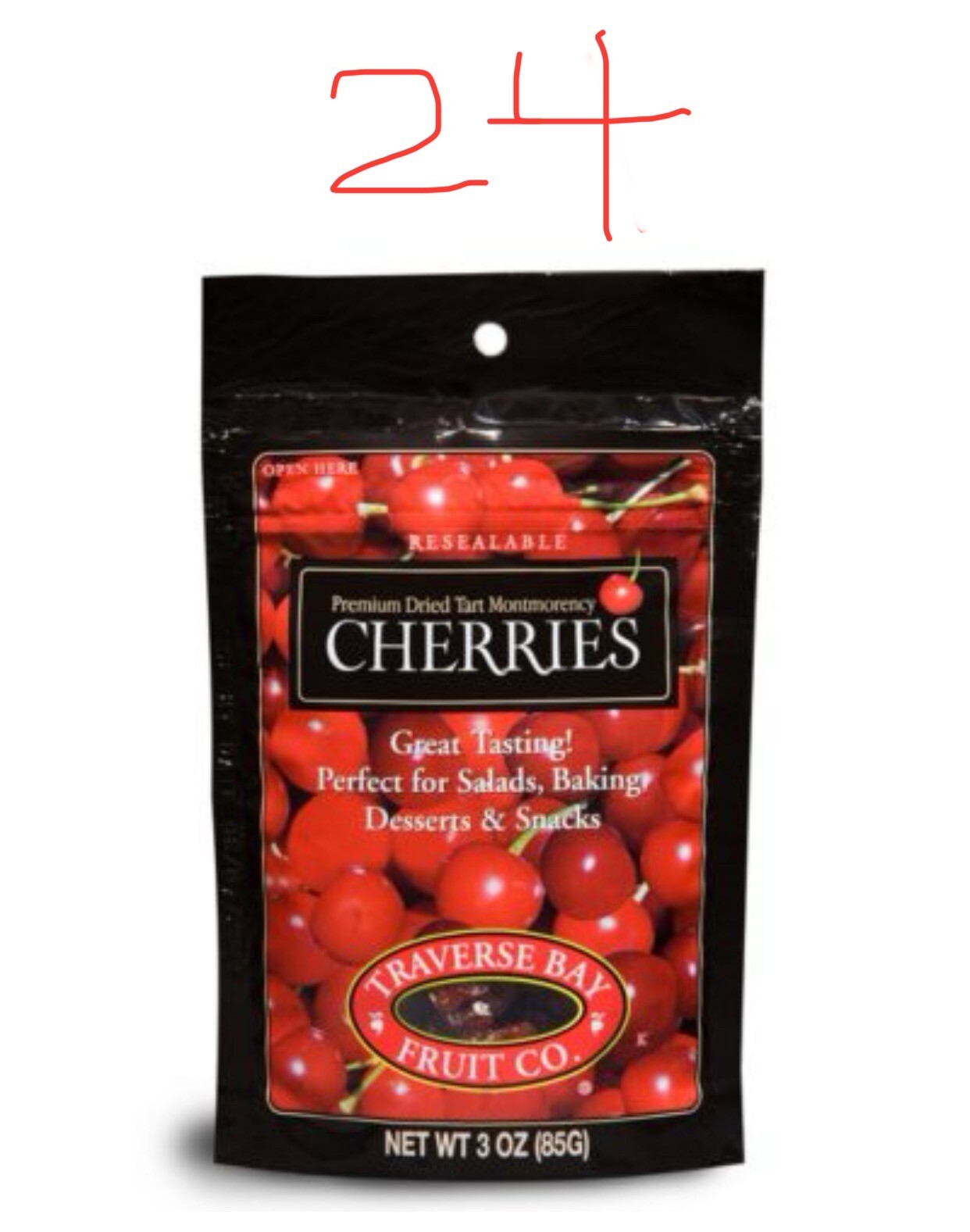 Traverse Bay Fruit Co. Premium Dried Tart Montmorency Cherries ( 3 oz. 24 ct.) gallery