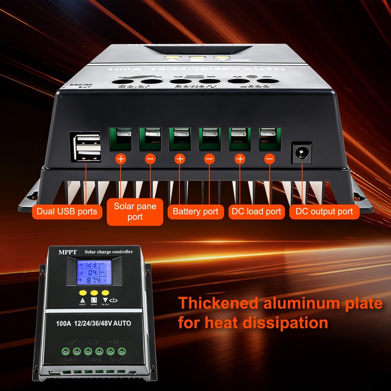 MPPT 100A Solar Charge Controller Tools 12V/24V/36V/48V Battery PV Regulator US gallery