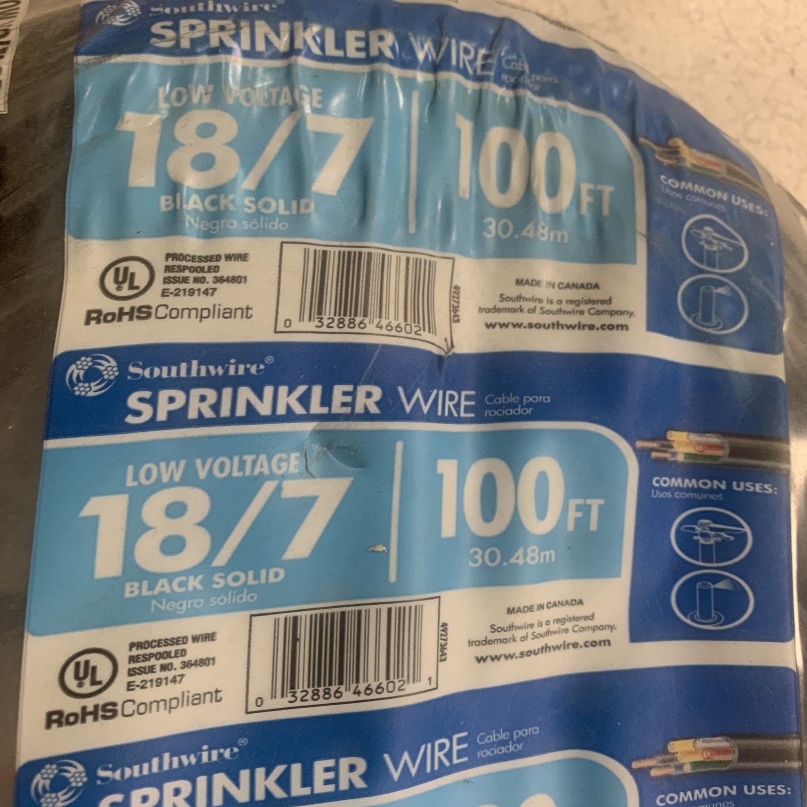 Southwire 49273643 75' 18/7 Multi-Conductor Sprinkler Wire, Outdoor, Black gallery