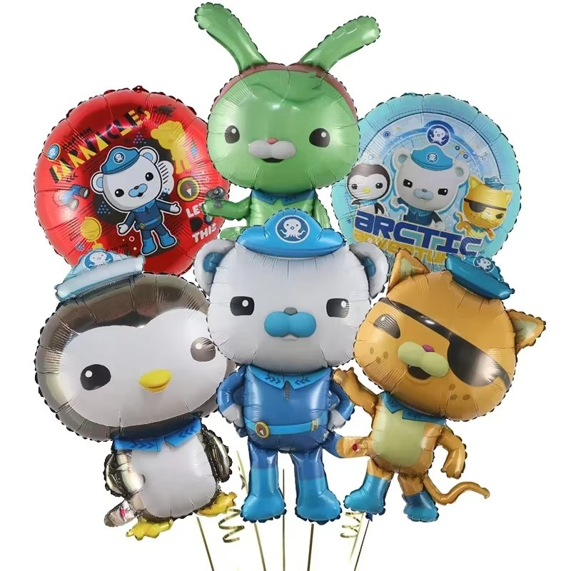 6pcs The Octonauts Balloons Polar Bear Cat Penguin Foil Party Decoration Ballons gallery