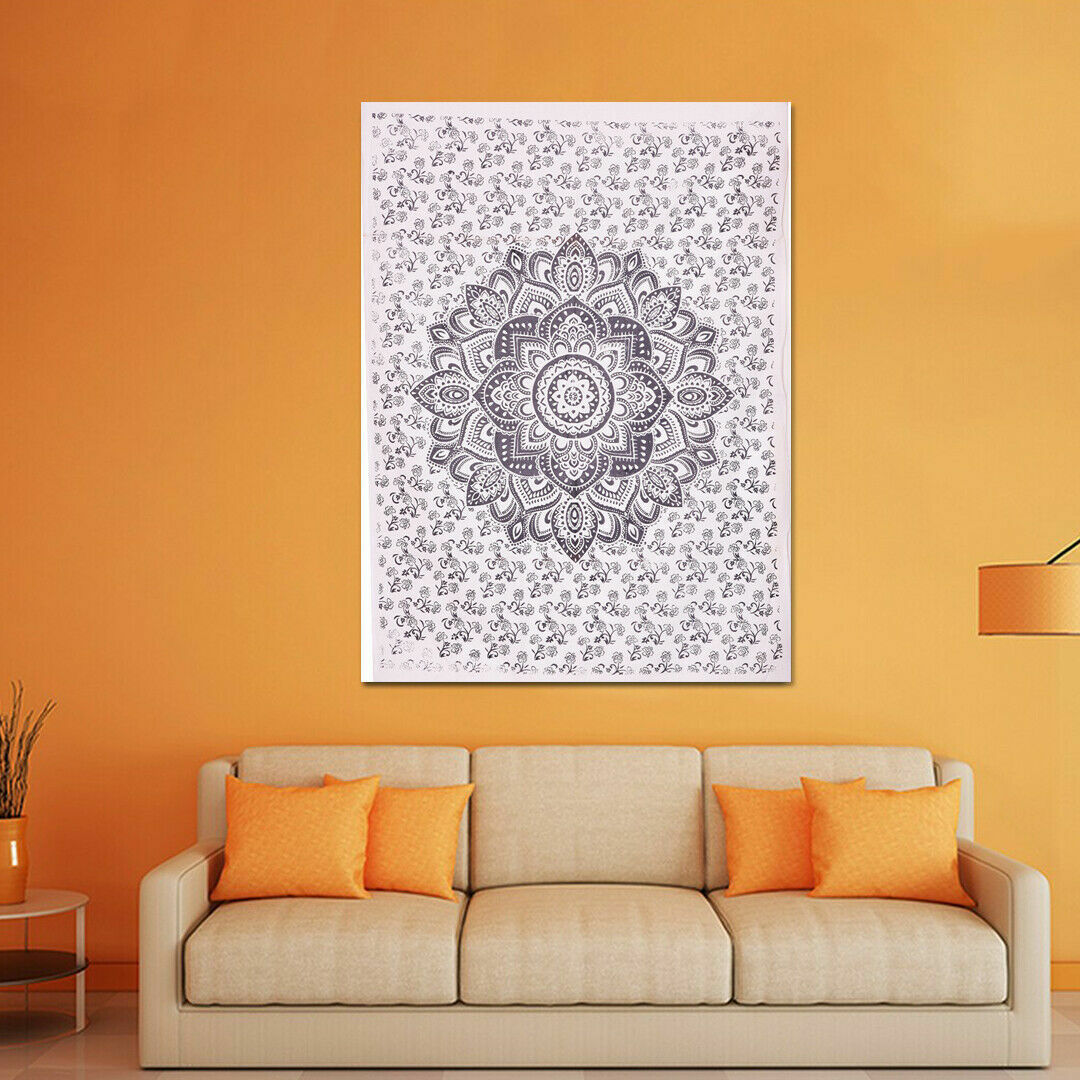 Mandala Tapestry Indian Wall Hanging Decor Ombre White & Black Small Poster New gallery