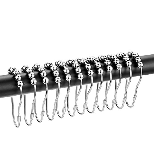 12 Shower Curtain Hooks Rings Decorative Hangers Rust Proof Steel Bathroom Hooks gallery