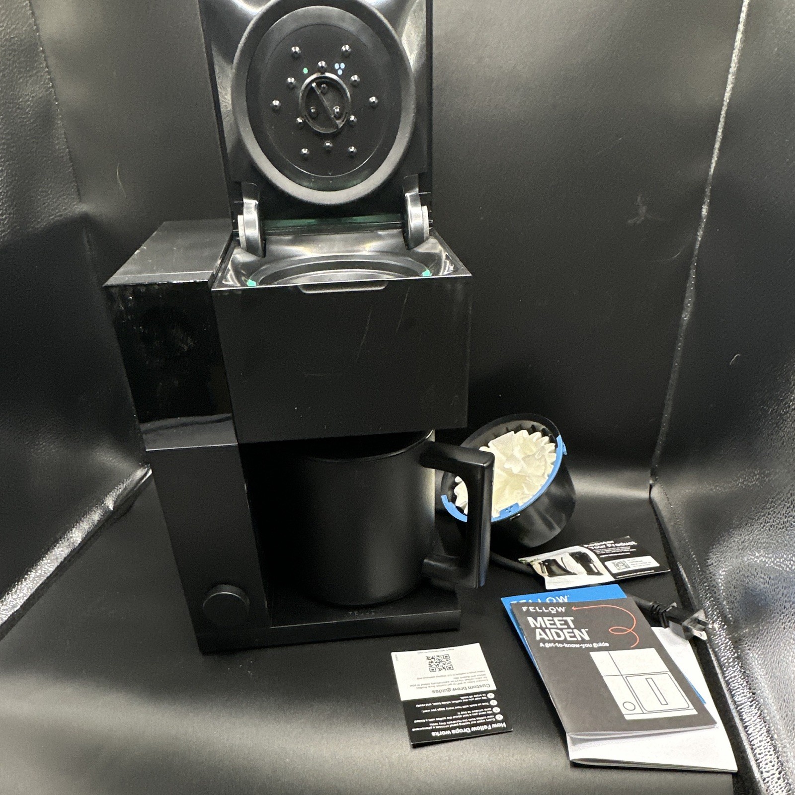 Fellow Aiden Precision Filter Coffee Machine Black w/ Carafe, Filters, Lid gallery