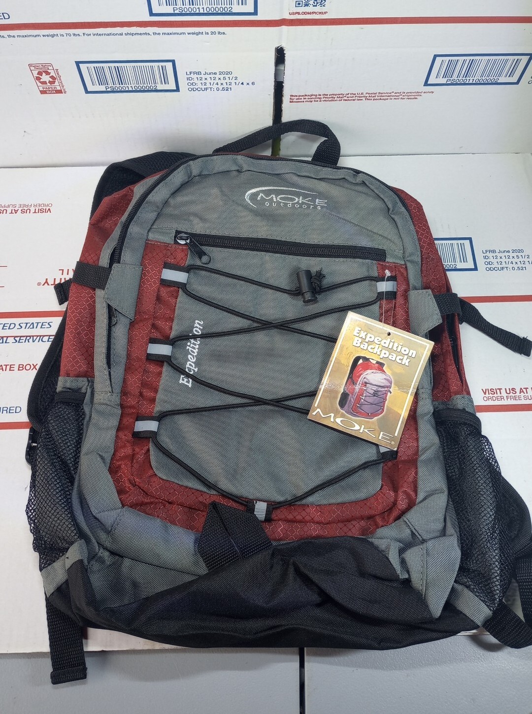 Moke Outdoors Expedition Back Pack Red Black Gray
