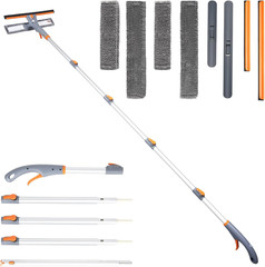 3-In-1 Spray Window Squeegee Cleaner, 76″ Window Washing Kit with 5-Section Exte