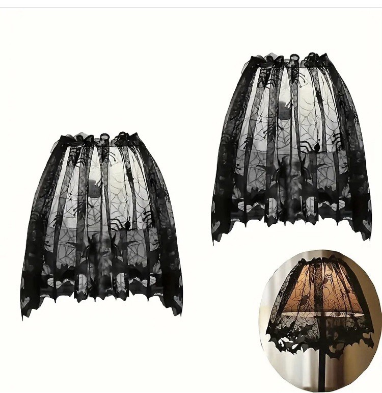 Victorian Gothic Black Lace Spider Web Lamp Shade Cover~Antique Mood Lighting gallery