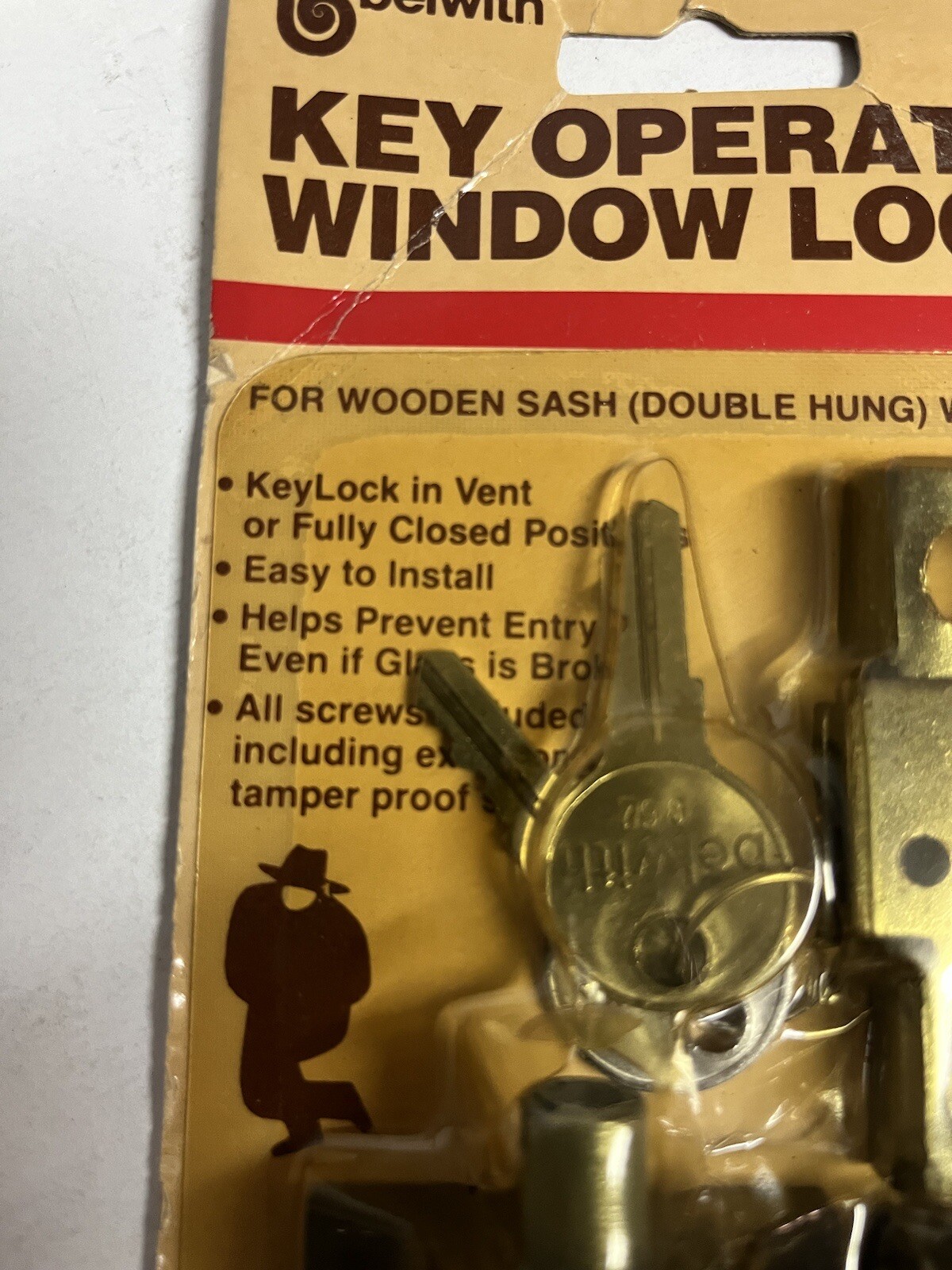 Vintage Belwith Key Operated Window Lock #1420 Brown For Wooden Sash 1980's NEW gallery