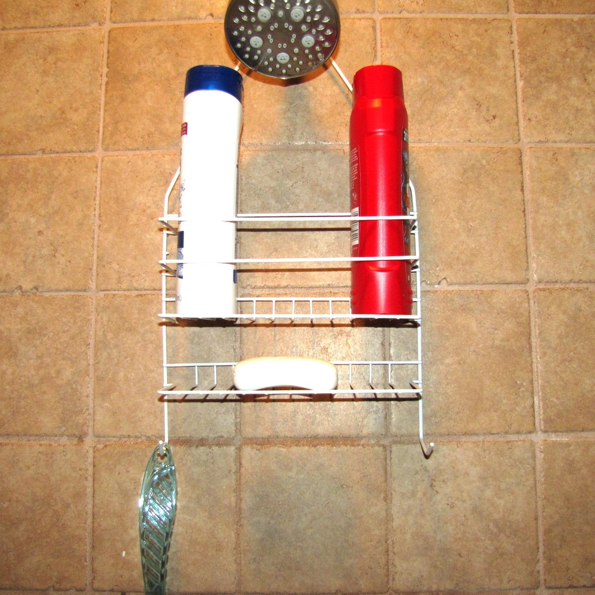 Hanging White Metal Shower Head Caddy Bathroom Storage Bath Shelf Organizer Rack gallery