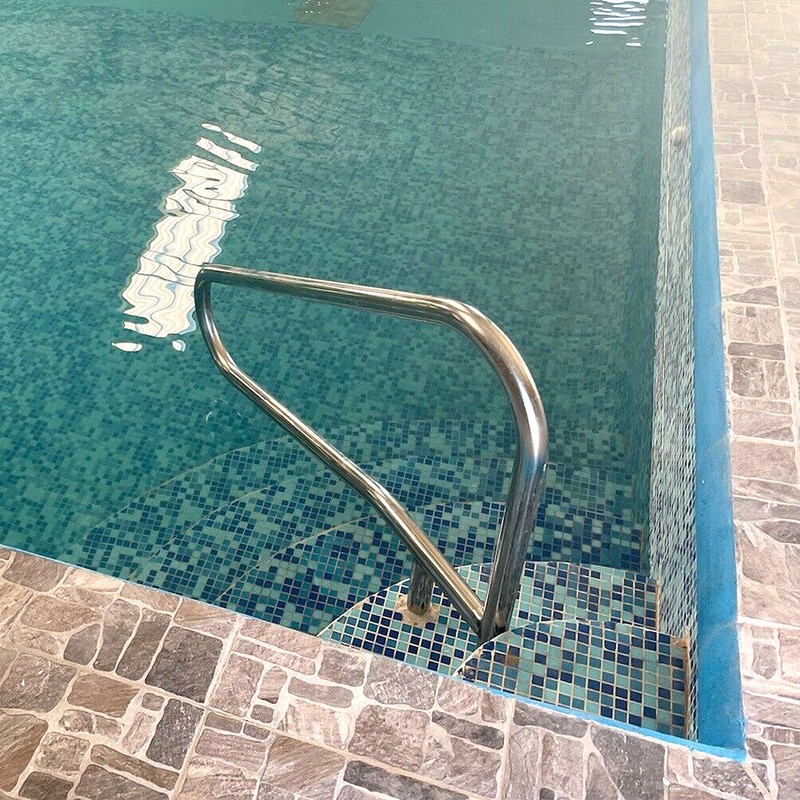 Pool Handrail Cross Braced Deck Mounted Step Stair Rail Stainless steel 50"x 36" gallery