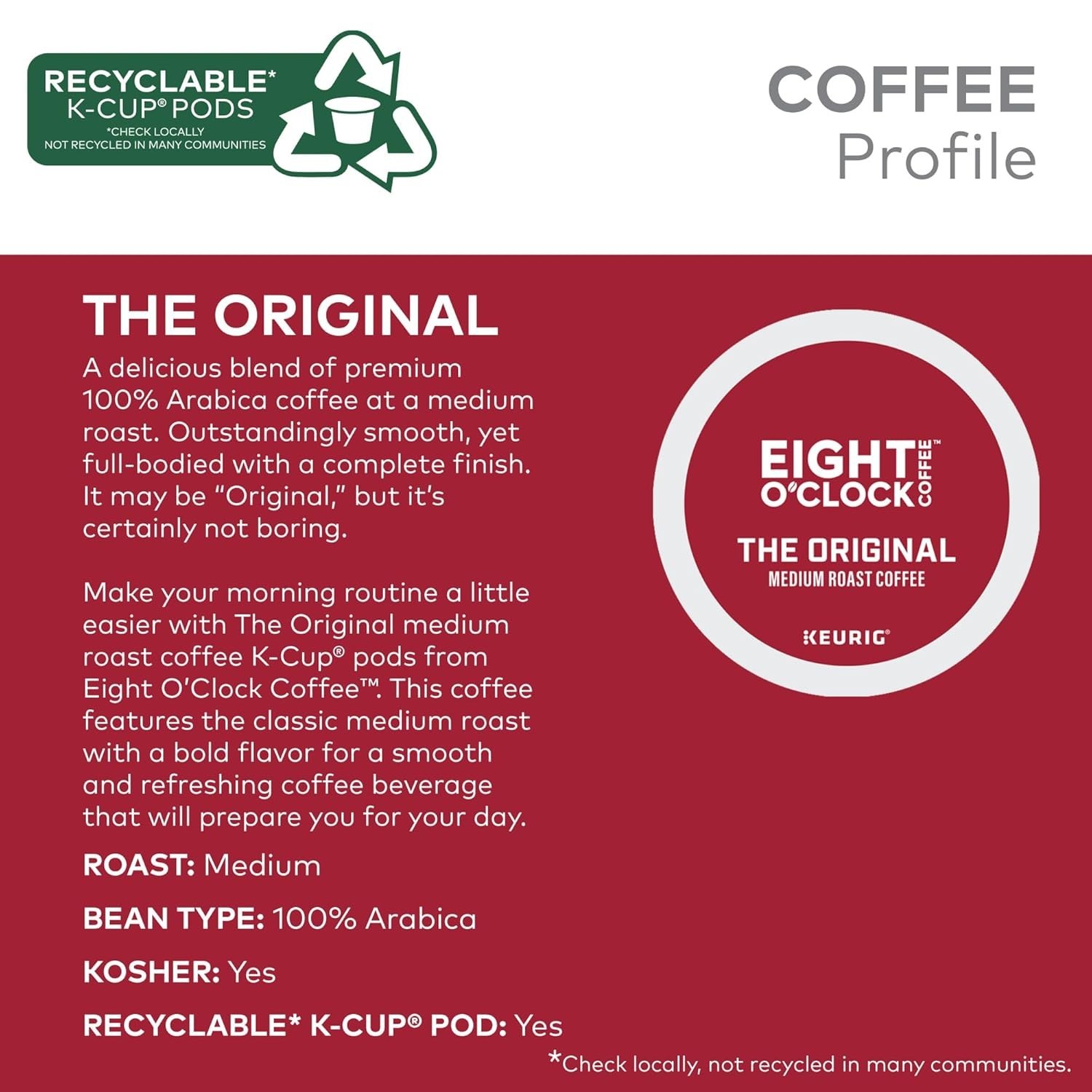 Eight O-Clock Coffee the Original, Single-Serve Keurig K-Cup Pods, Medium Roast. gallery