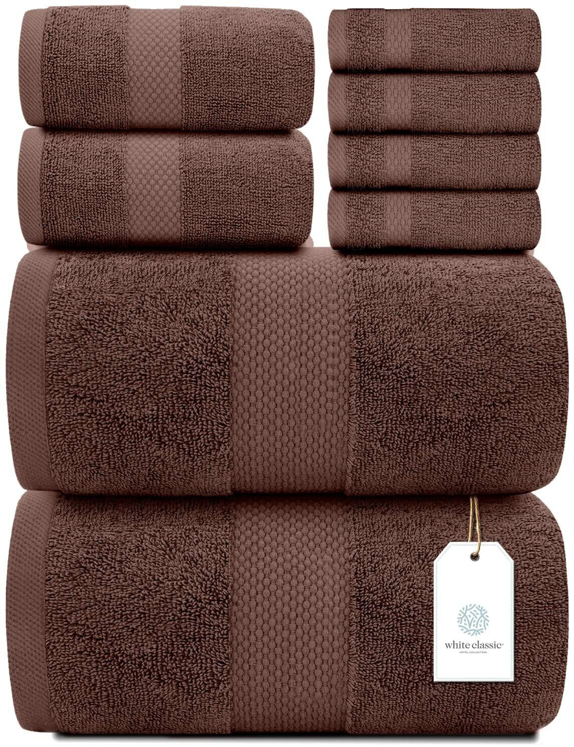 Luxury Brown Bath Towel Set - Hotel Soft Cotton 2/Bath 2/Hand 4/Wash - 8 Piece gallery