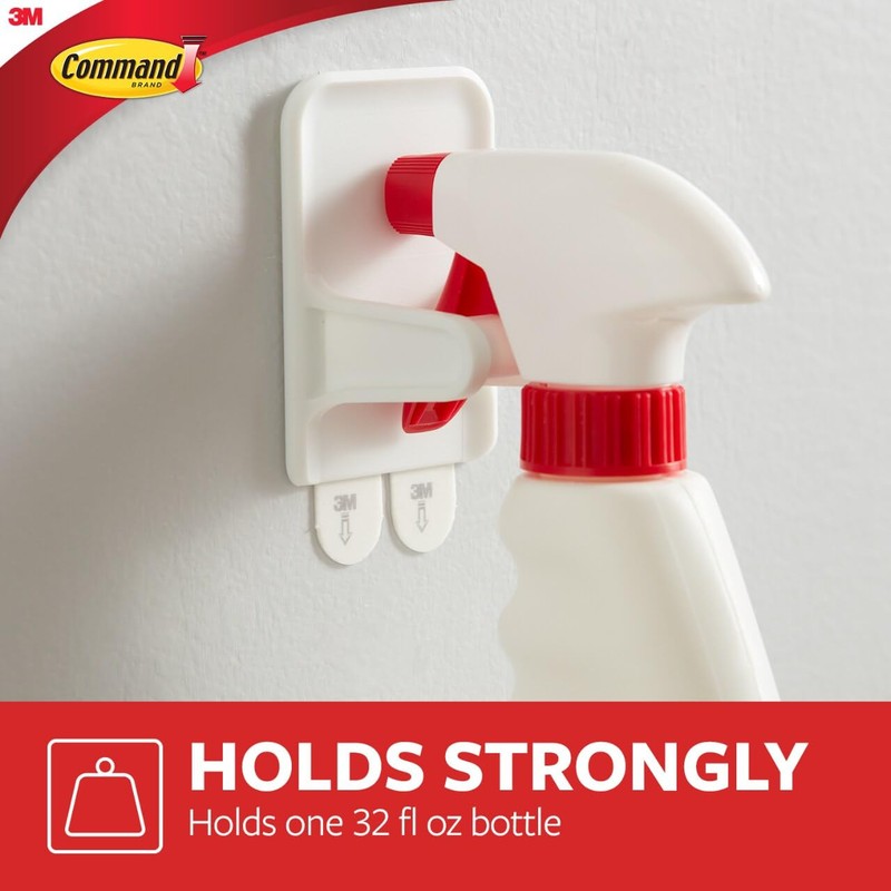 Command Spray Bottle Holder Set 2 White Hangers Damage Free Storage Solution gallery