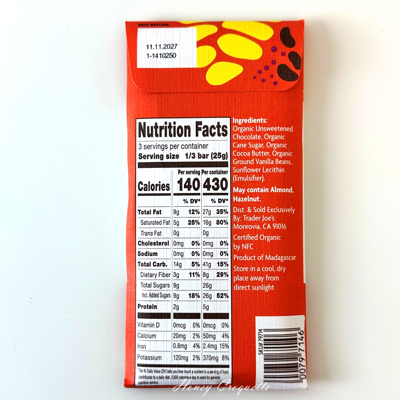 6 X Trader Joe’s Single Origin Organic Dark Chocolate Bar Vanilla Bean 3.5 oz ea gallery