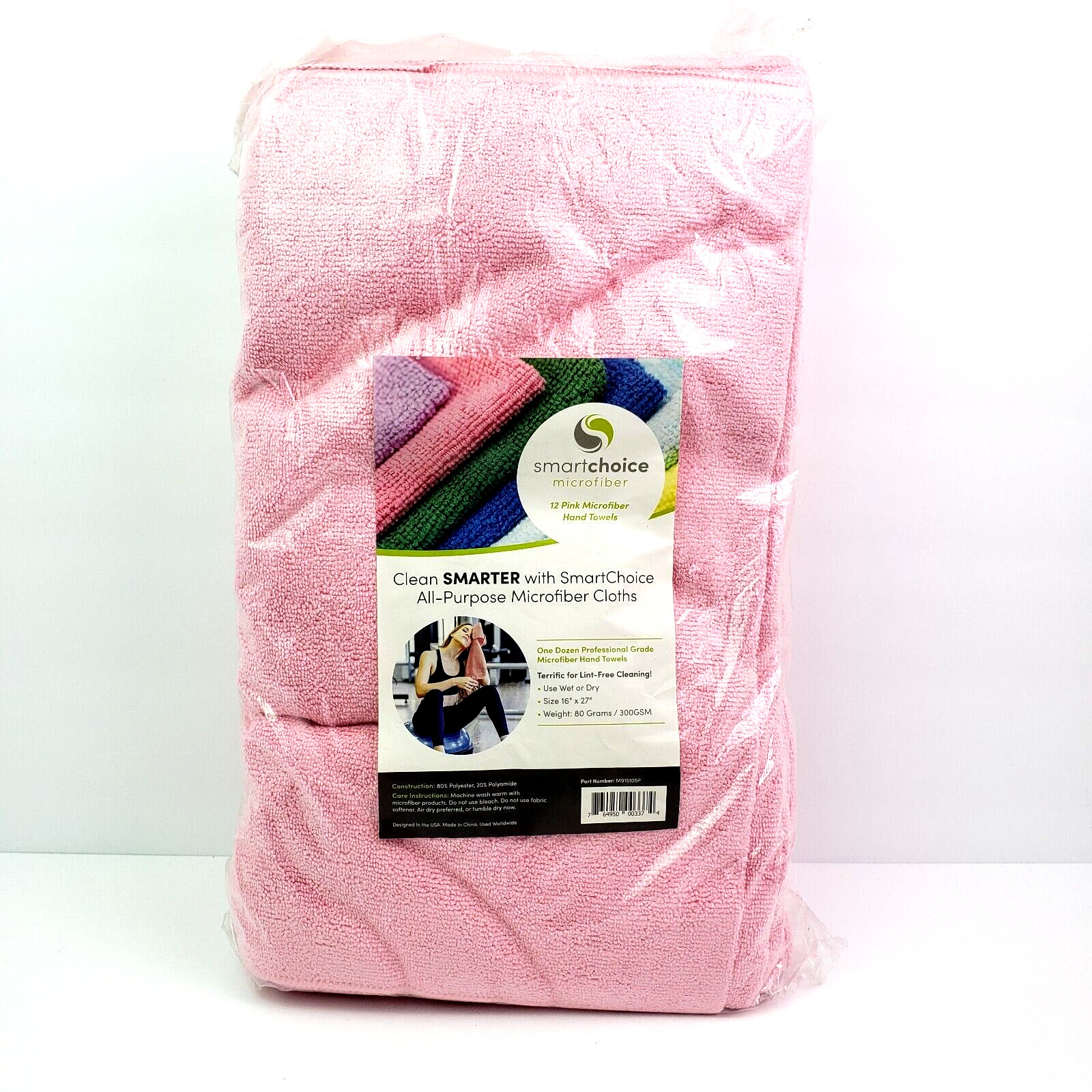 Smart Choice Pink 16x27 Inch All Purpose Microfiber Cloths Hand Towels 12 Pack gallery