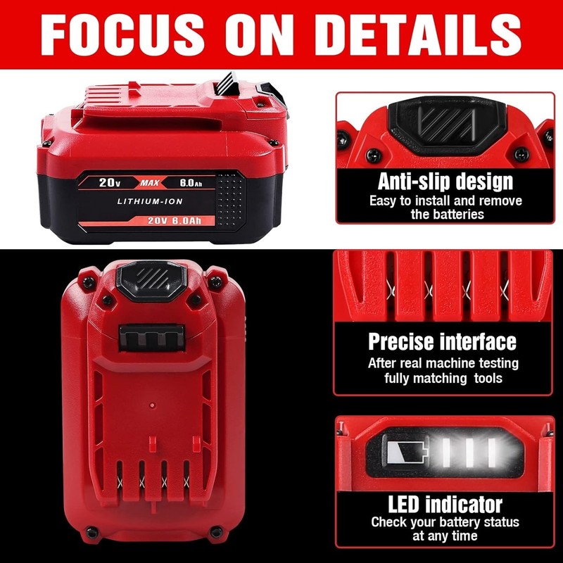 2Pack 20V 6.0Ah Replacement Battery for Craftsman CMCB205 CMCB204 CMCB206 CMCB21 gallery