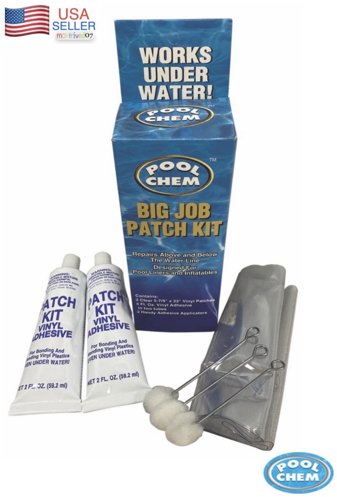 Swimming Pool Vinyl Liner Adhesive Repair Patch Kit - Works Above & Below Water gallery