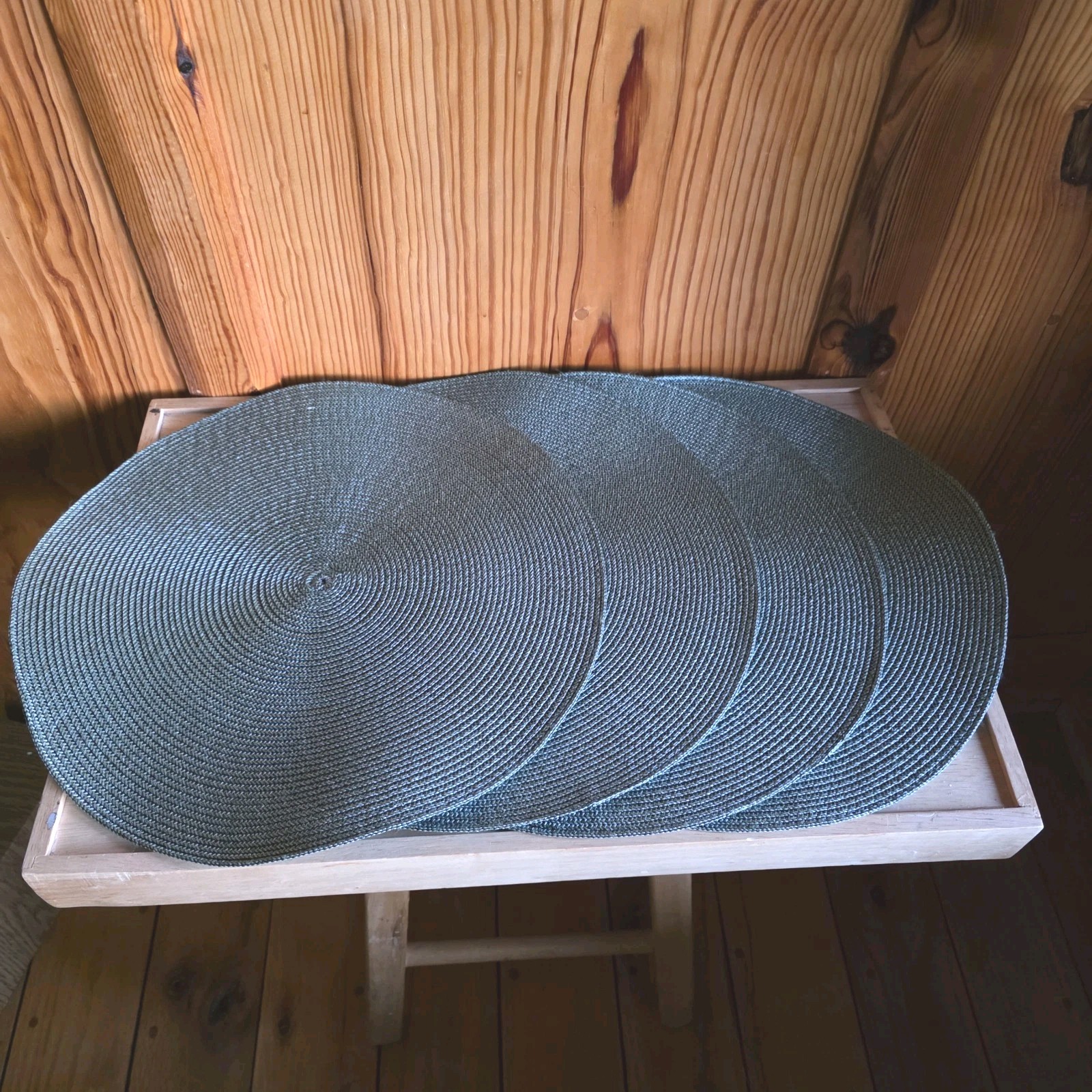 Fashion Round Woven Polypropylene Plastic Placemats Set 4 Green Or Brown U Pick gallery