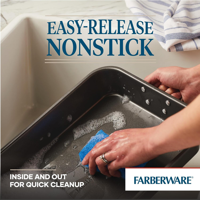 Bakeware Nonstick Roaster with Flat Rack, Roasting Pan with Rack for Home Cookin gallery