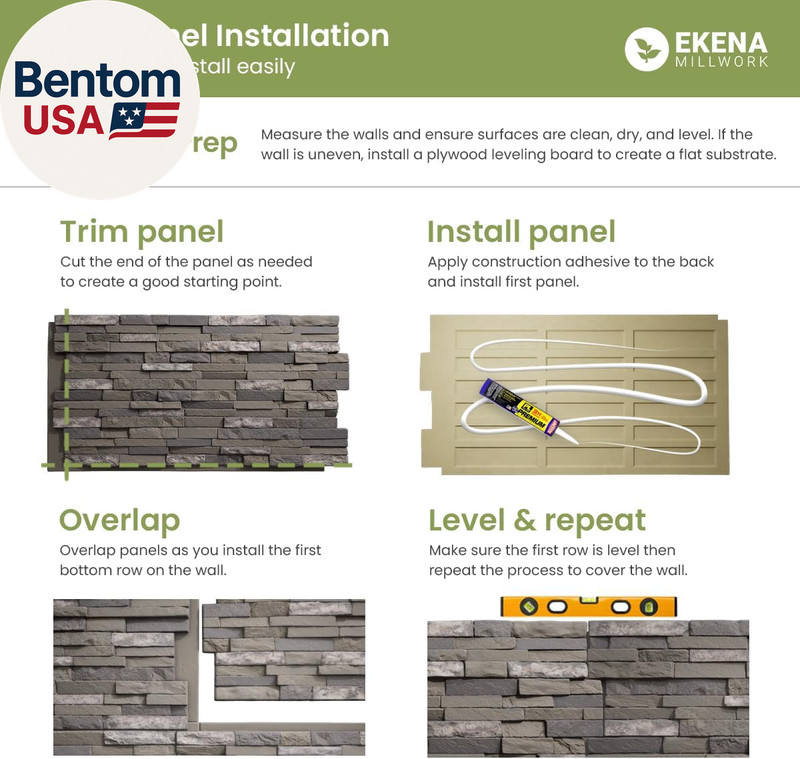 Everstone Acadia Ledge Faux Stone Panel, 49"W X 25 1/2"H X 1 1/4"D, Ocean Floor gallery