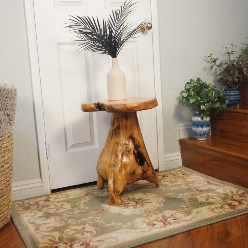 Rustic Cedar Roots Flower Stand Stool, Tree Stump Stool Side Table 19.5" H gallery