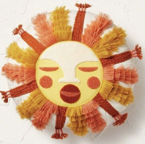 Jungalow By Opalhouse Fringe And Embroidered Sun Throw Pillow 16” Round New gallery