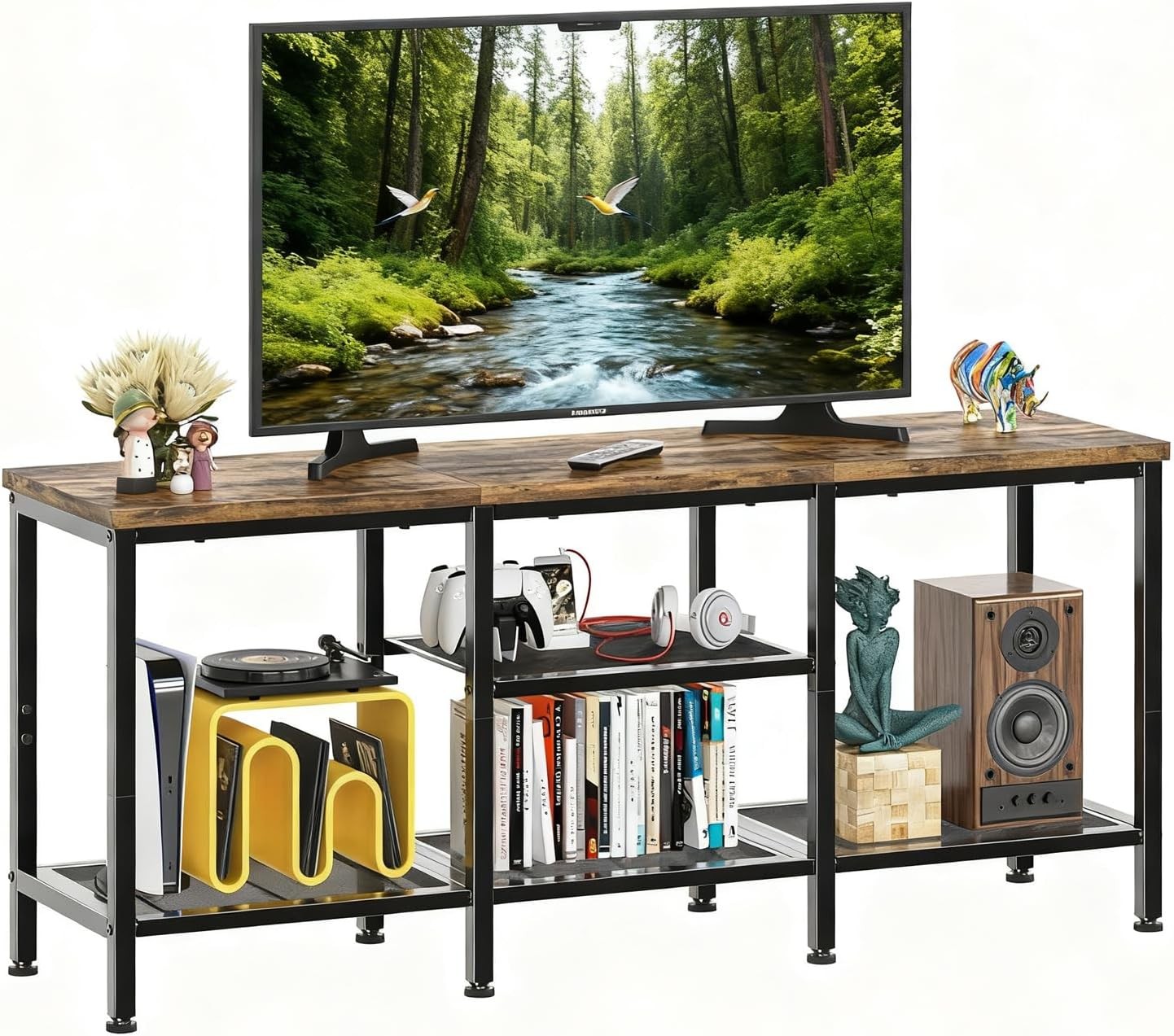 TV Stand for 50 Inch TVs Entertainment Center with Open Storage Shelves Media gallery